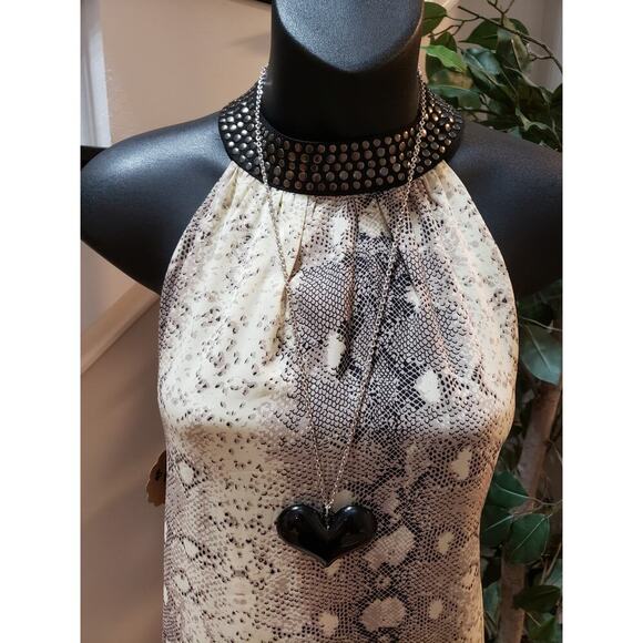 Fab'rik Shift Dress Women Size Medium Multi Animal Print Lined Studded Polyester - Picture 2 of 14